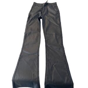Edikted Black Faux Leather Flare Pants High Rise Size Medium cut bottoms